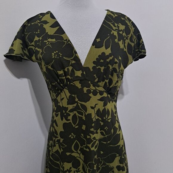 Vintage Trixxi Y2K Floral Print V- Neck  Retro Fit & Flare  Medium Sea Green - Picture 9 of 15